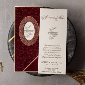 Luxury Red Velvet Gold Foil Wedding Invitation and Envelope