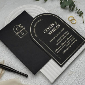 Black Oval Cut Wedding Invitation with Envelope | Shaadi Invitation 2