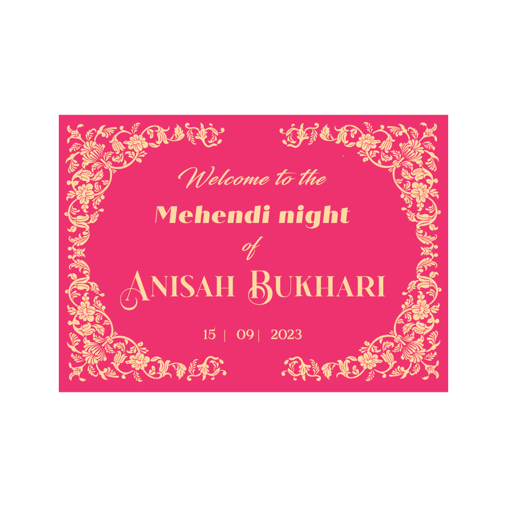 Personalised Wedding Welcome Sign | A2 Mughal Decorative Arch Vinyl Sticker And Foamex Wedding Welcome Board