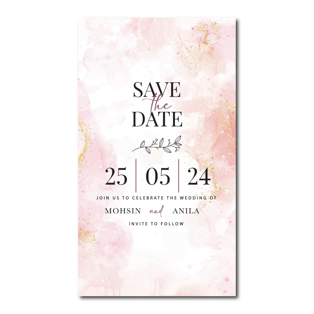 Digital Wedding Save the Date PDF | Pink Marble Design 2