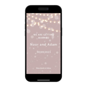 Digital Wedding Save the Date PDF | Heart Fairy-lights Design