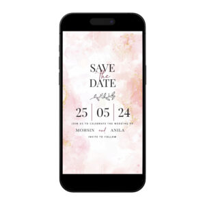 Digital Wedding Save the Date PDF | Pink Marble Design