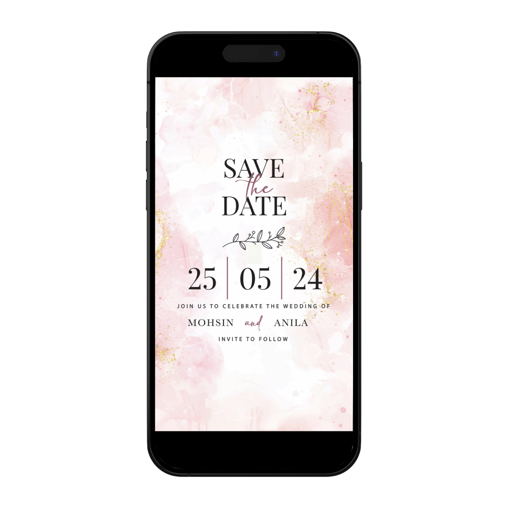 Digital Wedding Save the Date PDF | Pink Marble Design