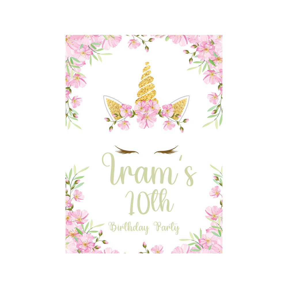 Vinyl Sticker ONLY | Personalised A2 Floral Unicorn Design | White-Backed Vinyl Sticker