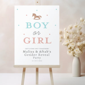 Gender Reveal Party Sign | Rocking Horse Gender Reveal Welcome Sign | Vinyl Sticker And Foamex Welcome Sign