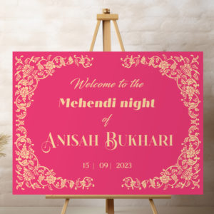 Personalised Wedding Welcome Sign | A2 Mughal Decorative Arch Vinyl Sticker And Foamex Wedding Welcome Board 2