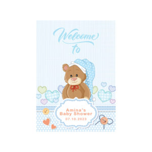 Baby Shower Sign | Baby Boy Teddy Bear Baby Shower Welcome Sign | Vinyl Sticker And Foamex Welcome Sign