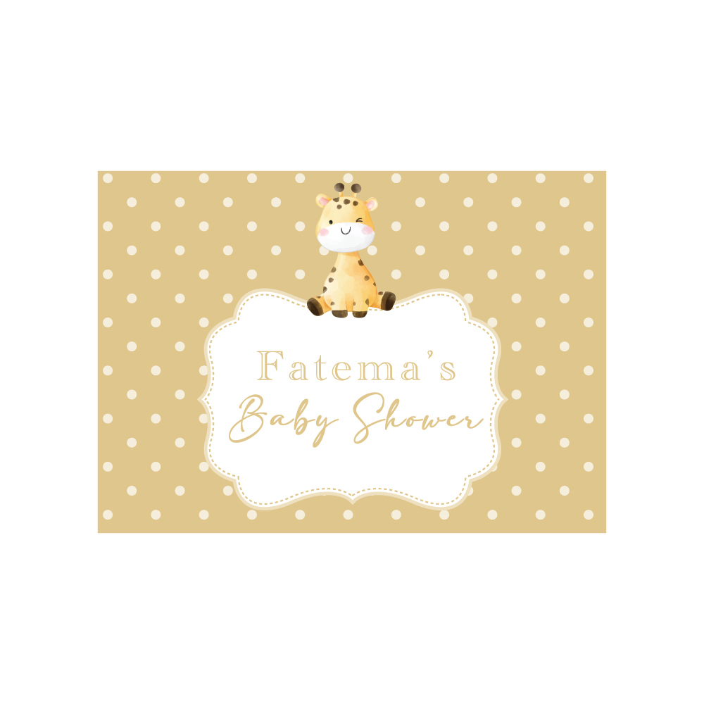 Vinyl Sticker ONLY | Personalised A2 Cute Giraffe Baby Shower Design | White-Backed Vinyl Sticker