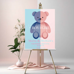 Gender Reveal Party Sign | Teddy Bear Gender Reveal Welcome Sign | Vinyl Sticker And Foamex Welcome Sign