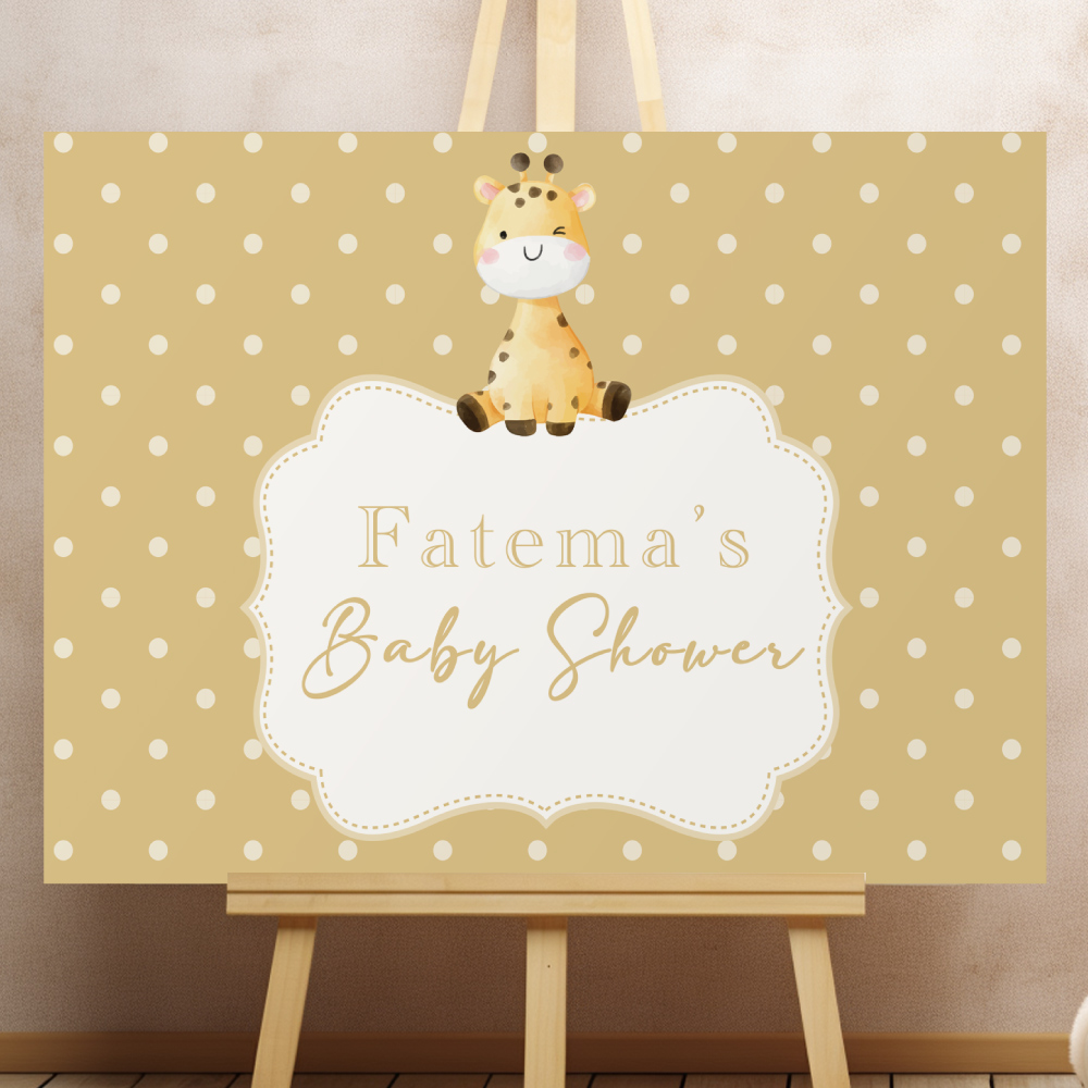 Baby Shower Sign | Cute Giraffe Baby Shower Welcome Sign | Vinyl Sticker And Foamex Welcome Sign