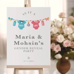 Gender Reveal Party Sign | Baby Washing Line Gender Reveal Welcome Sign | Vinyl Sticker And Foamex Welcome Sign