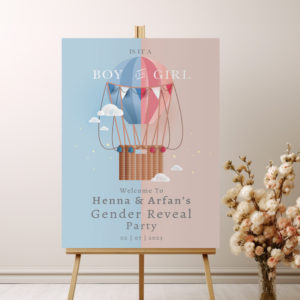 Gender Reveal Party Sign | Hot Air Balloon Gender Reveal Welcome Sign | Vinyl Sticker And Foamex Welcome Sign