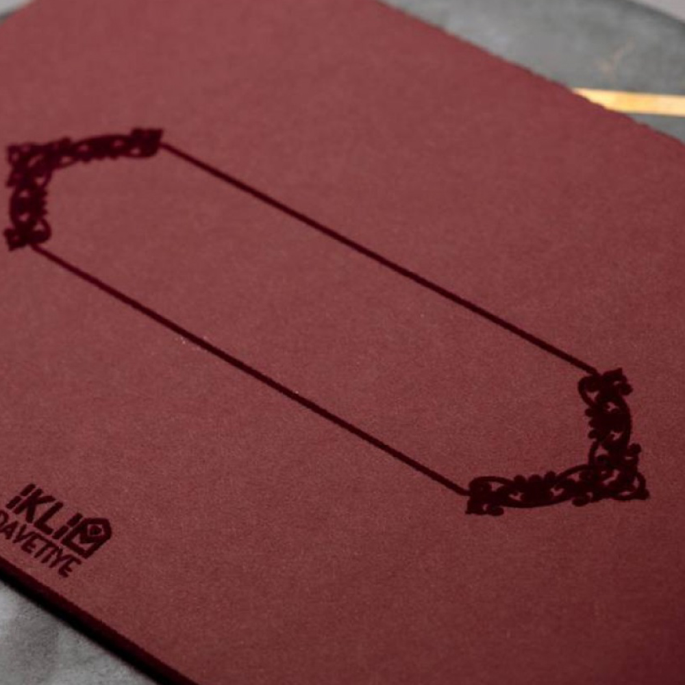 Burgundy Velvet Wedding Invitation and Envelope 4