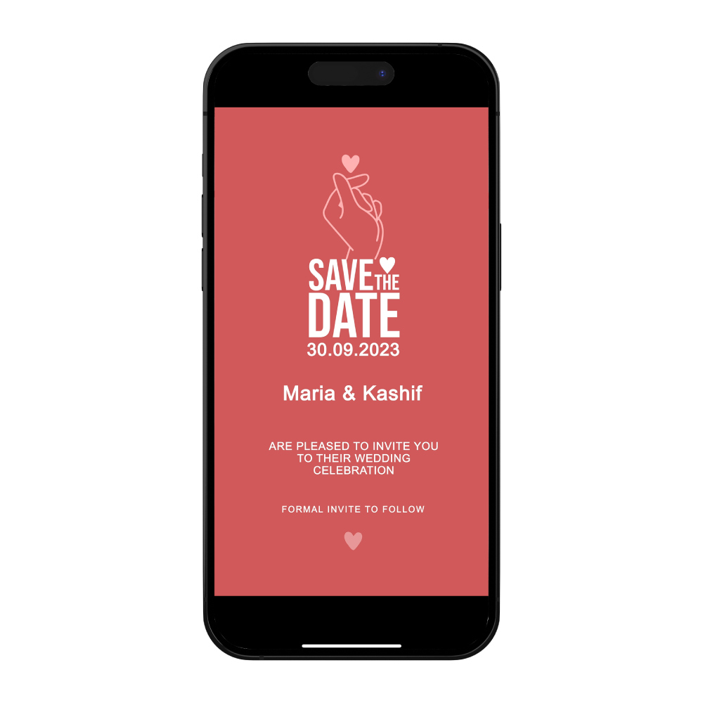 Digital Wedding Save the Date PDF | Korean Hand Heart Design