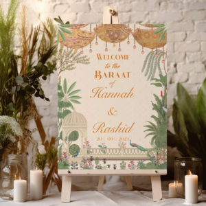 Personalised Wedding Welcome Sign | A2 Rajasthani Backdrop Vinyl Sticker And Foamex Wedding Welcome Board