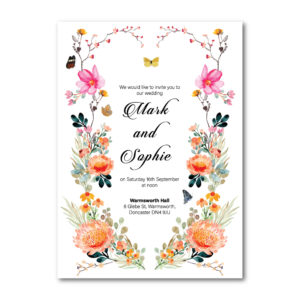 Watercolour Summer Botanical Wedding Invitation | 350 GSM Paper Shaadi Invitation & Envelope