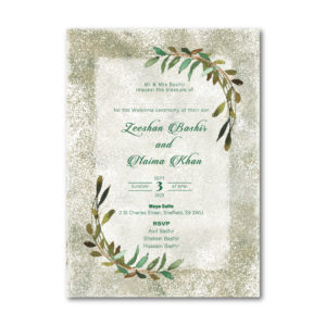 Watercolour Rustic Leaf Wedding Invitation | 350 GSM Paper Shaadi Invitation & Envelope