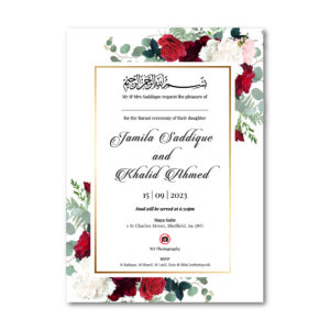 Rose Bushes Wedding Invitation | 350 GSM Paper Shaadi Invitation & Envelope