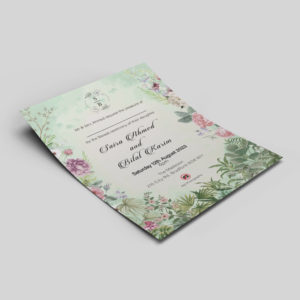 Floral Vintage Wedding Invitation | 350 GSM Paper Shaadi Invitation & Envelope 4