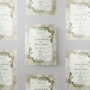 Watercolour Rustic Leaf Wedding Invitation | 350 GSM Paper Shaadi Invitation & Envelope 2