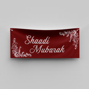 Red Vintage Corner Design Wedding PVC Banner | With Two Eyelets 3