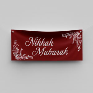 Red Vintage Corner Design Wedding PVC Banner | With Two Eyelets 2