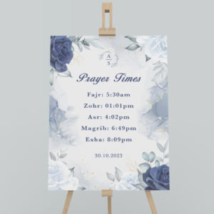 Vinyl Sticker ONLY | Personalised A2 Navy Blue Flower And Leaves Design For Prayer Times | White-Backed Vinyl Sticker 2