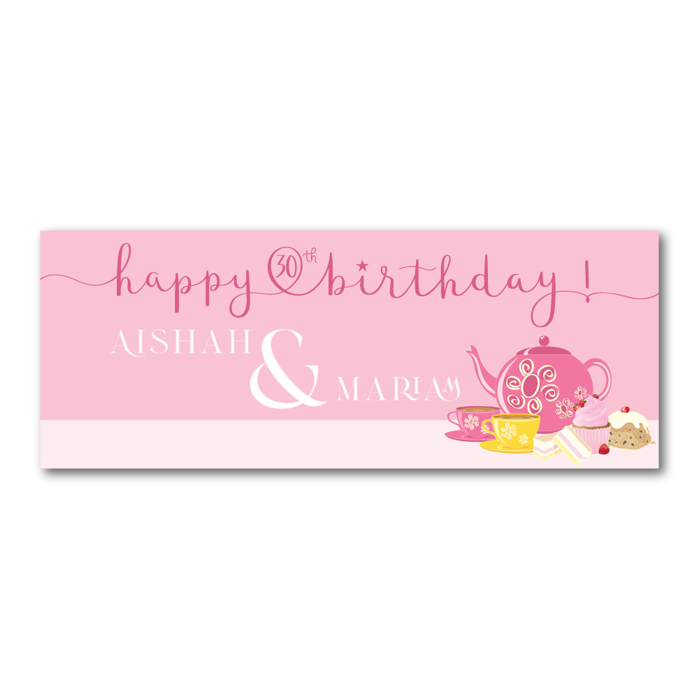 Personalised Birthday Banner | Afternoon Tea Soiree | PVC Banner 3