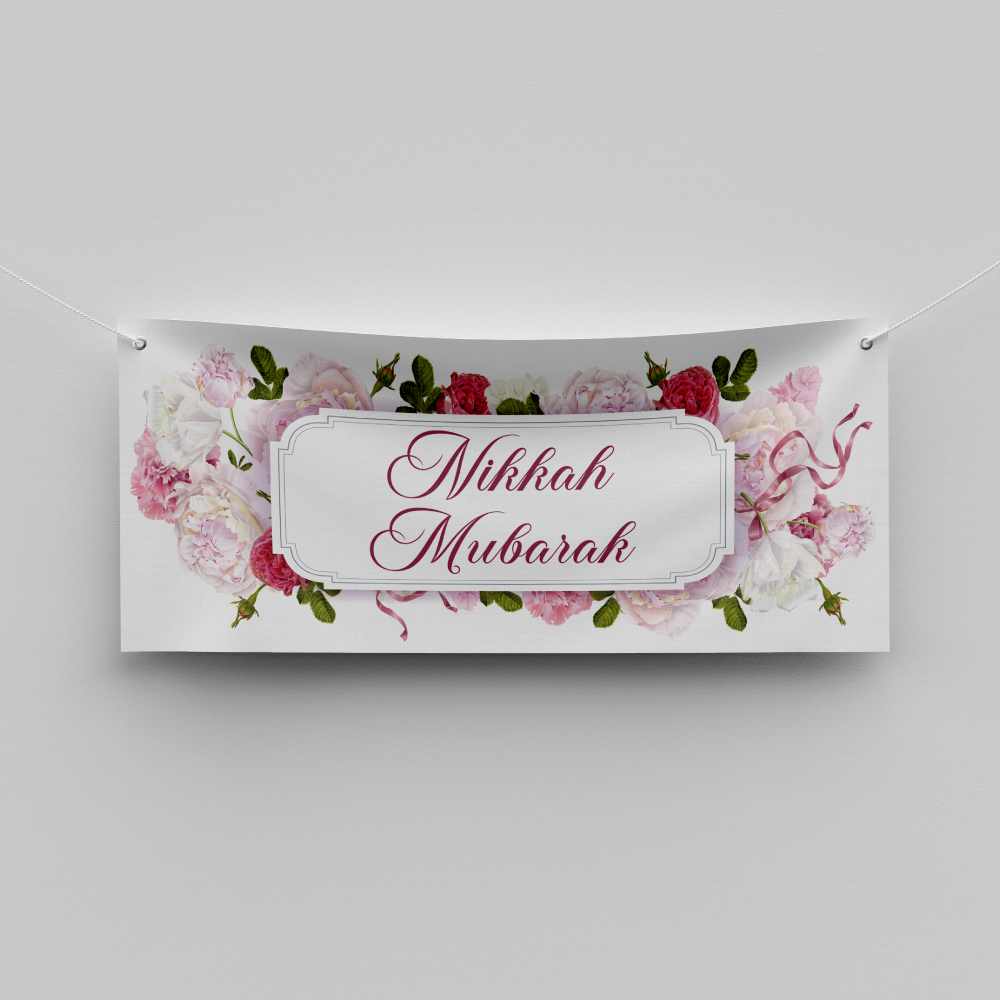 Vintage Floral Romance Design Wedding PVC Banner | With Two Eyelets 3