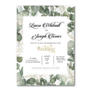 Watercolour Eucalyptus Wedding Invitation | 350 GSM Paper Shaadi Invitation & Envelope