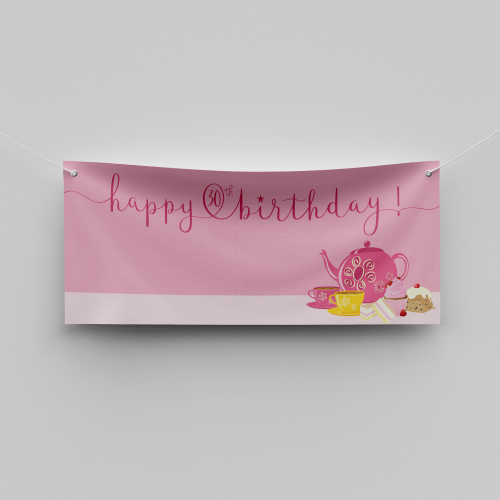 Personalised Birthday Banner | Afternoon Tea Soiree | PVC Banner 2