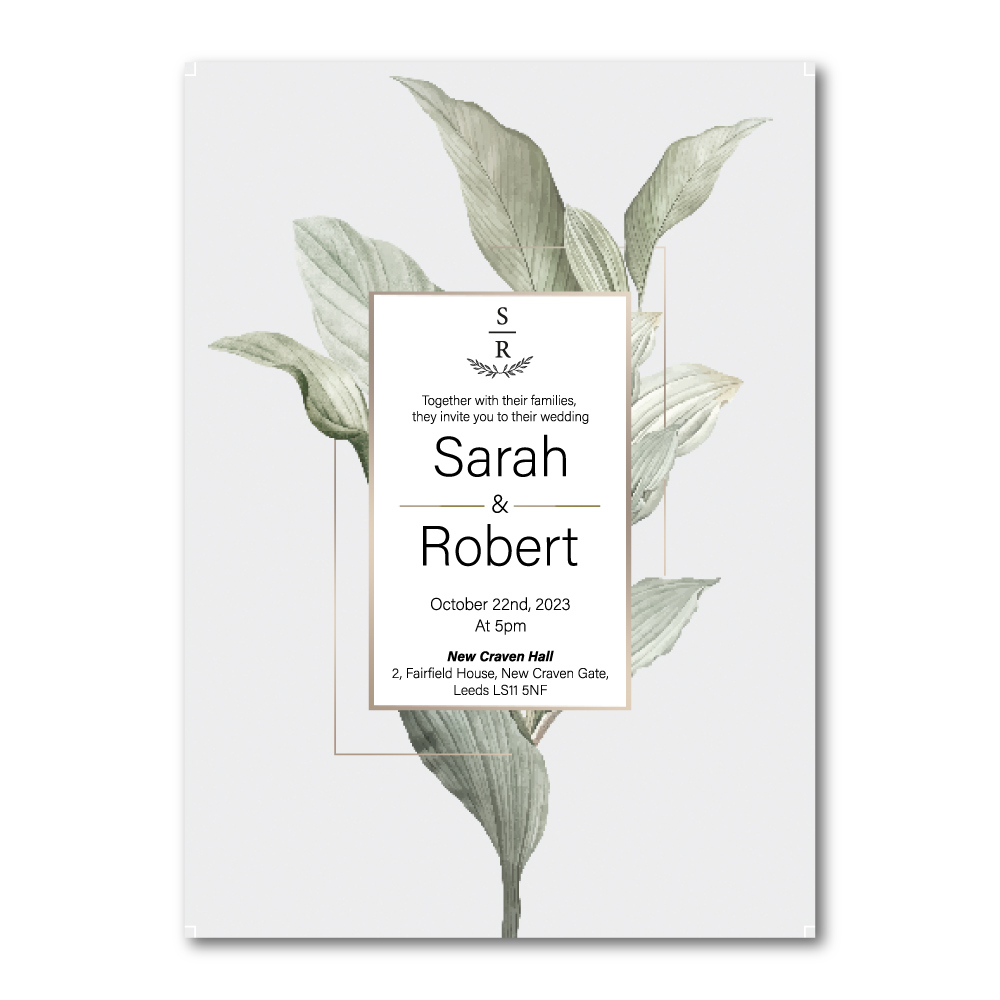 Artistic Leaf Wedding Invitation | 350 GSM Paper Shaadi Invitation & Envelope