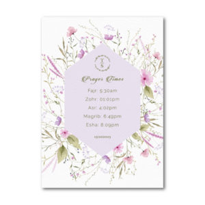 Personalised A2 Lilac Delicate Flowers Prayer Times Wedding Sign | Vinyl Sticker And Foamex Sign 2