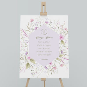 Personalised A2 Lilac Delicate Flowers Prayer Times Wedding Sign | Vinyl Sticker And Foamex Sign