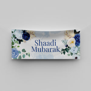 Large Blue Rose Bouquet Design Wedding PVC Banner | With Two Eyelets 2