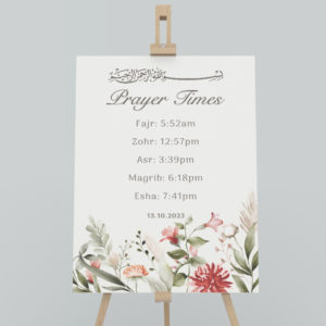 Vinyl Sticker ONLY | Personalised A2 Bohemian Watercolour Floral Design For Prayer Times | White-Backed Vinyl Sticker 2