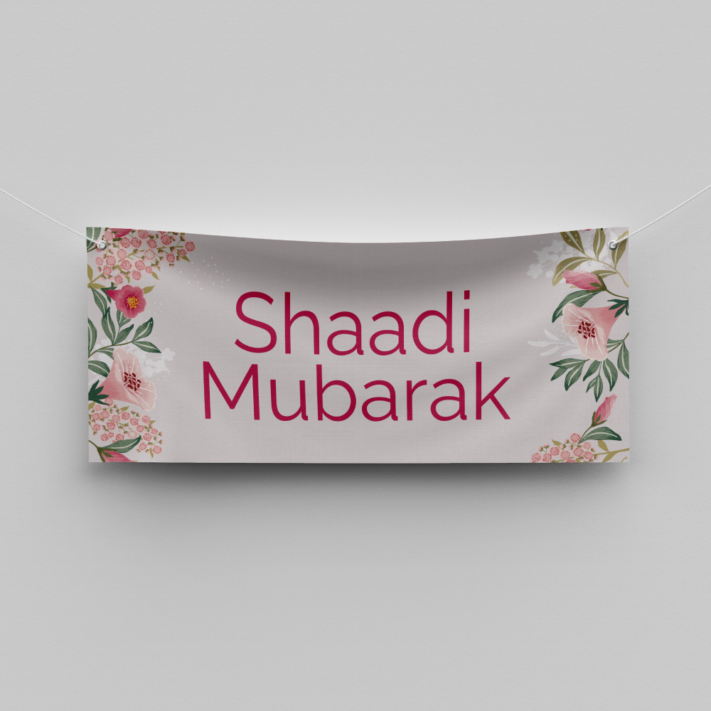 Large Pastel Floral Design Wedding PVC Banner | With Two Eyelets 4