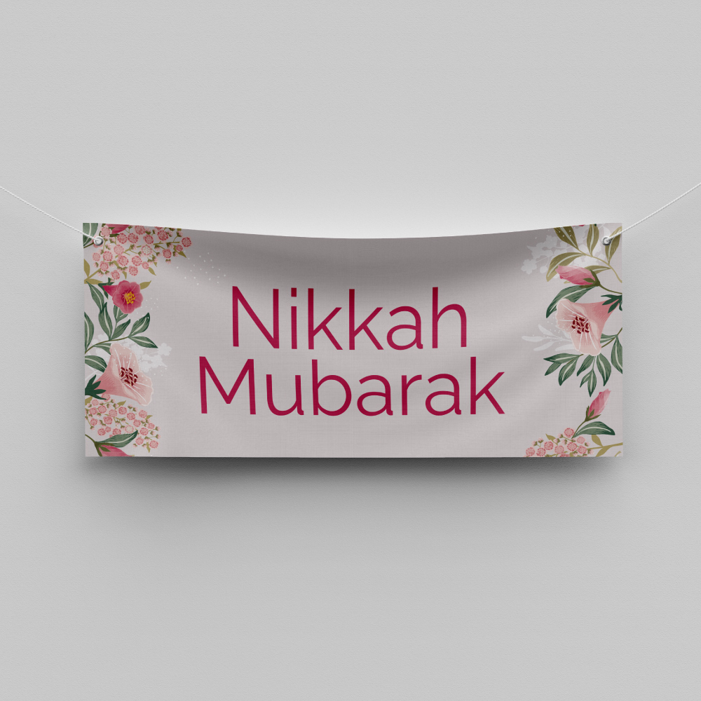 Large Pastel Floral Design Wedding PVC Banner | With Two Eyelets 3