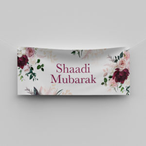 Large Dusty Pink Floral Design Wedding PVC Banner | With Two Eyelets