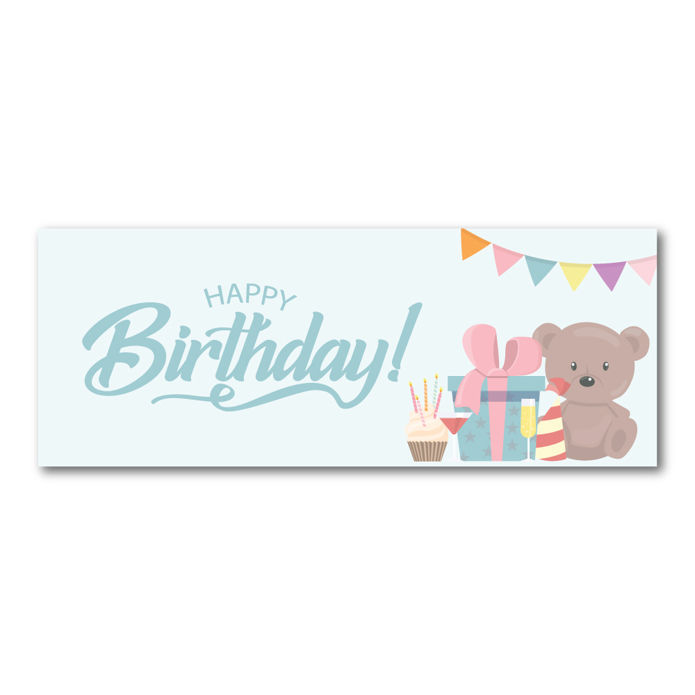 Personalised Birthday Banner | Teddybear and Present Party | PVC Banner | With Eyelets 4