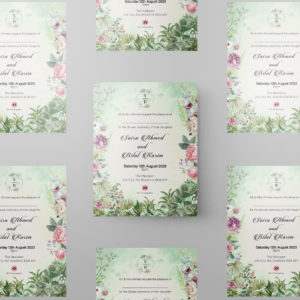 Floral Vintage Wedding Invitation | 350 GSM Paper Shaadi Invitation & Envelope 2