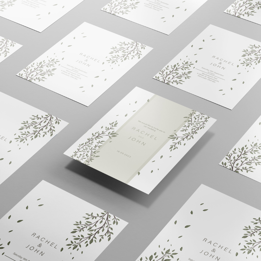 Double Sided Falling Leaves Wedding Invitation | 350 GSM Paper Shaadi Invitation & Envelope 3