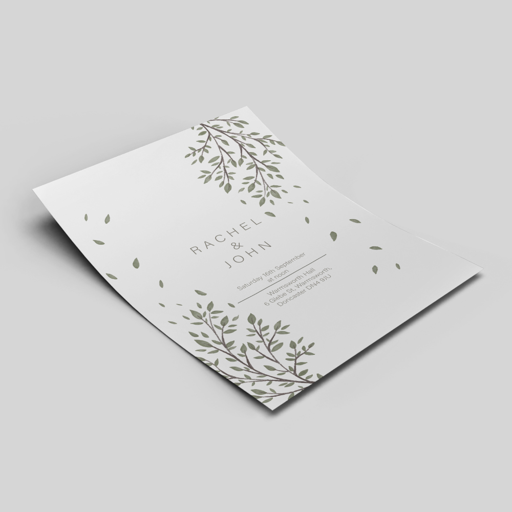 Double Sided Falling Leaves Wedding Invitation | 350 GSM Paper Shaadi Invitation & Envelope 4