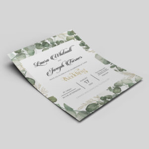 Watercolour Eucalyptus Wedding Invitation | 350 GSM Paper Shaadi Invitation & Envelope 4