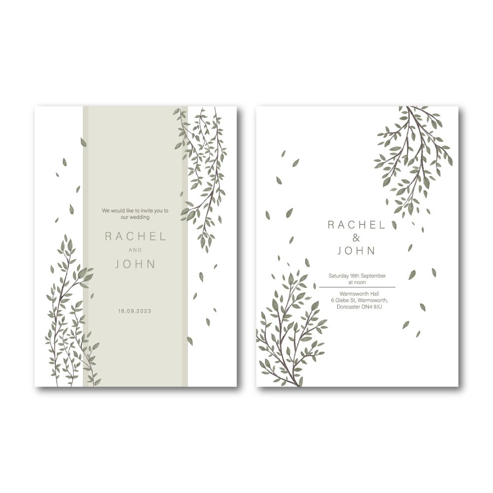 Double Sided Falling Leaves Wedding Invitation | 350 GSM Paper Shaadi Invitation & Envelope