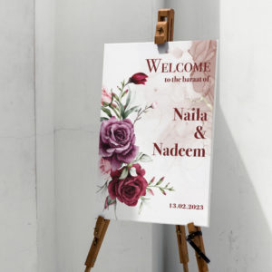 Personalised A2 Beautiful Roses Vinyl Sticker And Foamex Wedding Welcome Sign 2