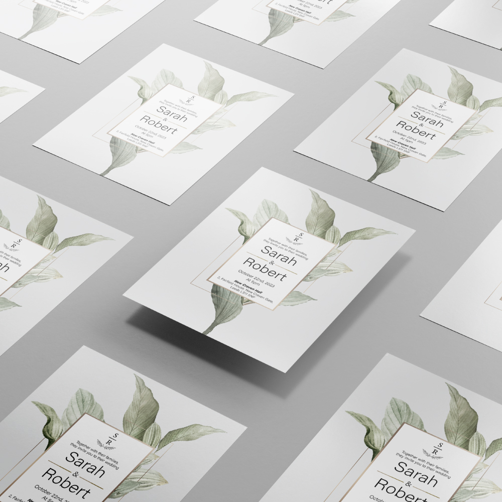 Artistic Leaf Wedding Invitation | 350 GSM Paper Shaadi Invitation & Envelope 3