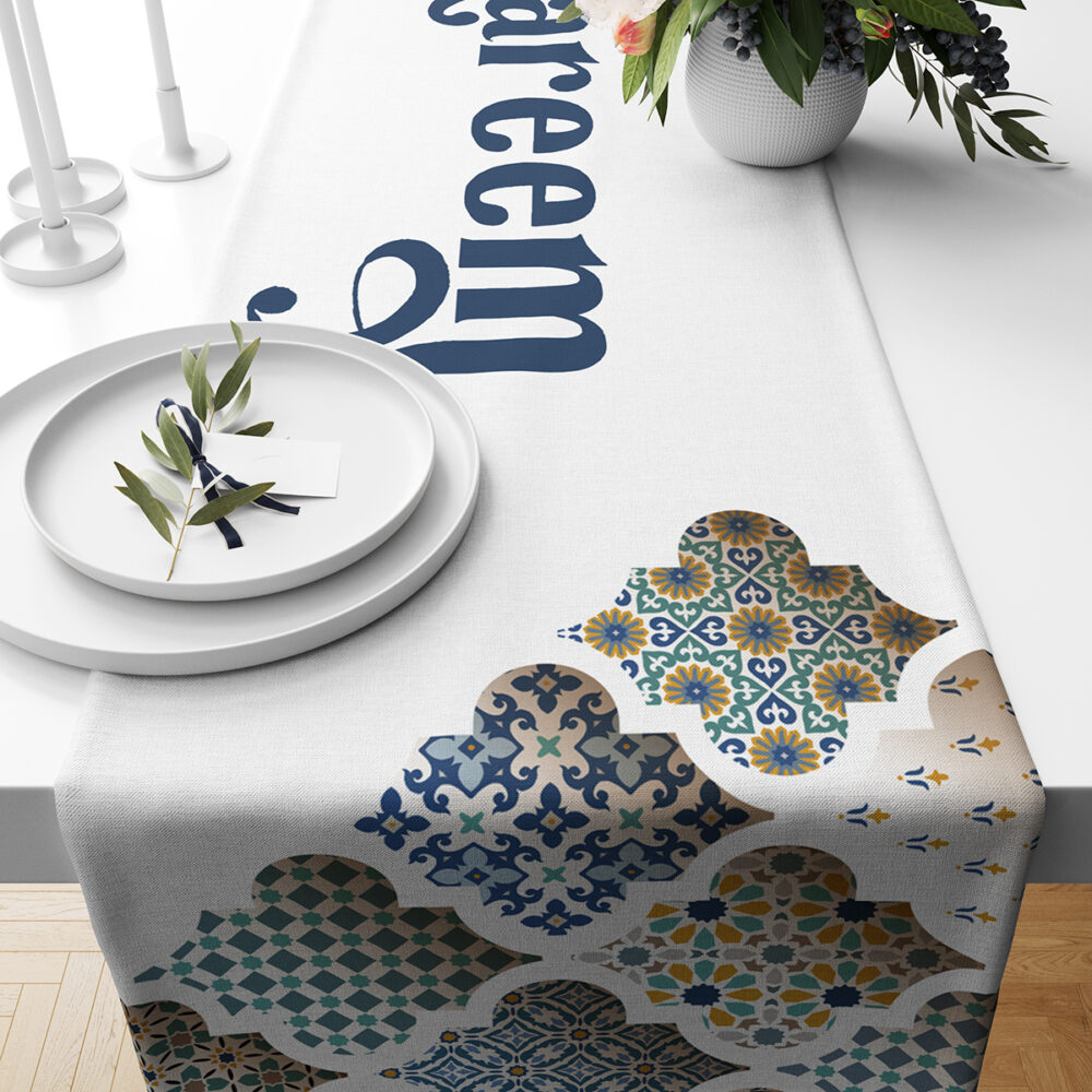 Eid Table Runner | Ramadan Table Runner | Ornamental Arabic Tile Design 9