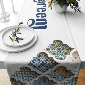 Eid Table Runner | Ramadan Table Runner | Ornamental Arabic Tile Design 9