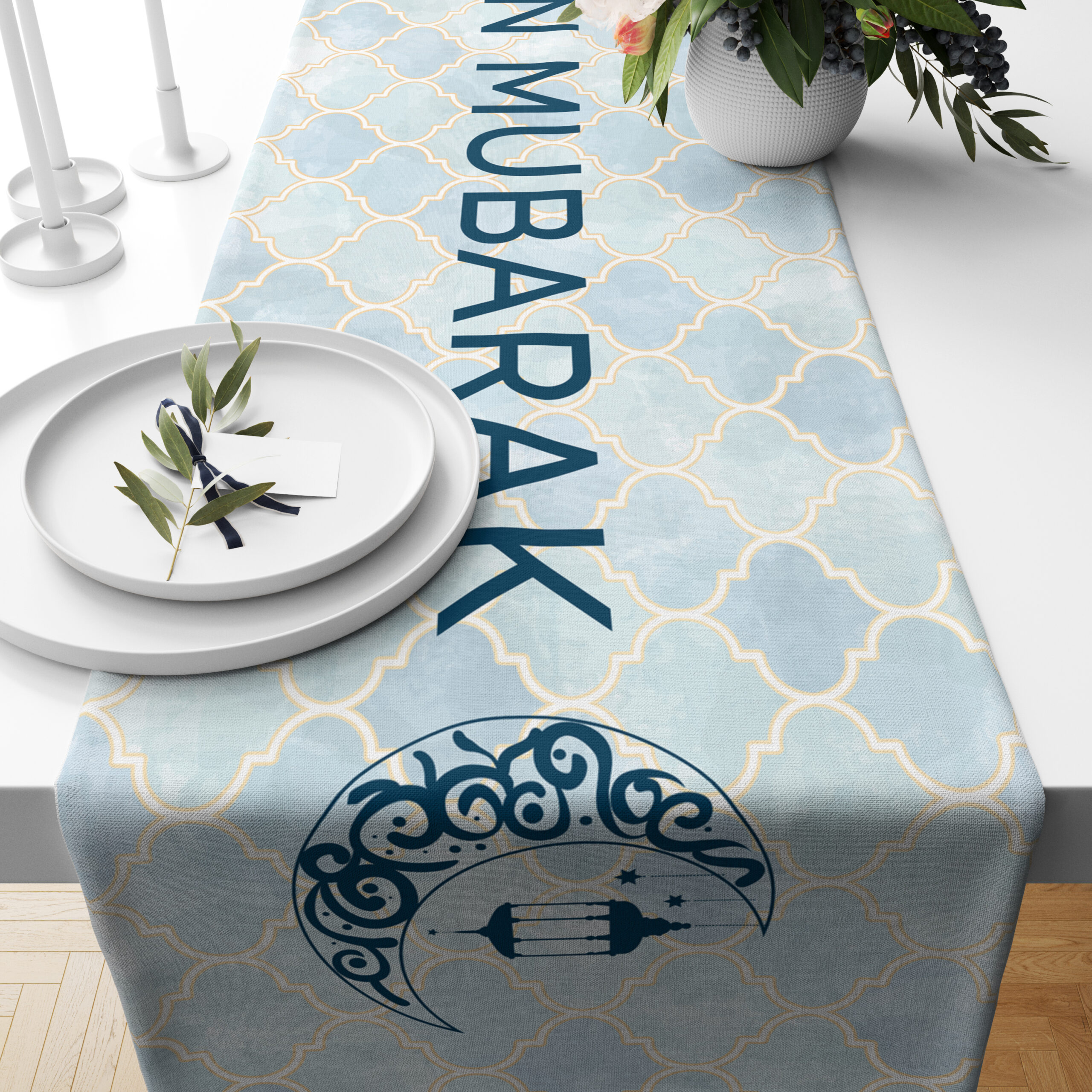 Eid Table Runner | Ramadan Table Runner | Moroccan Arabic Mosaic Design 2